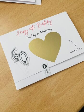 Carte d'anniversaire surprise, carte d'anniversaire spéciale personnalisée, carte à gratter d'anniversaire, cadeau personnalisé, joyeux anniversaire - 4 cartes (10,00 £) Coeur rouge, 1155926788-18 1