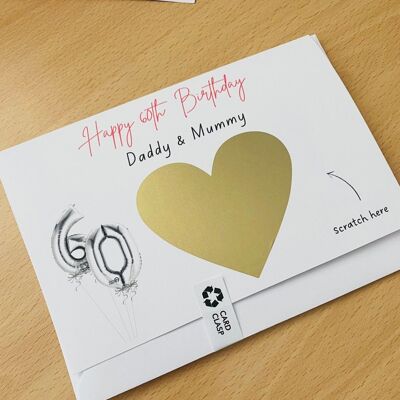 Surprise Birthday Reveal Card, Personalised Special Birthday Reveal Card, Birthday Scratch Card, custom personalised gift, happy birthday - 4 cards (£10.00) Red heart , 1155926788-18