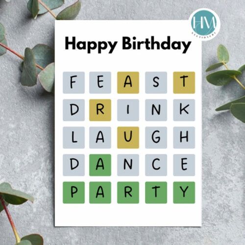 Wordle Happy Birthday Card, Funny Wordle Birthday Card For Her, Card For Him, Wordle Birthday, Party Card, Card for best friend, Wordle game - 1 card (£2.95) , 1224272749-0