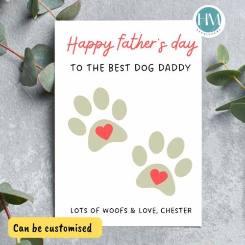 Happy Fathers Day To The Worlds Best Dog Dad, Fathers Day Card From The Dog, Dog Dad Card, Gift From Dog, Fur Daddy, Custom Card From Dog, - 1 card (£2.95) , 1205401758-0