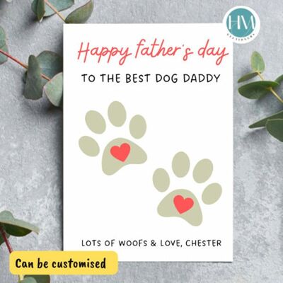 Feliz día del padre al mejor perro papá del mundo, tarjeta del día del padre del perro, tarjeta del papá del perro, regalo del perro, papá peludo, tarjeta personalizada del perro, - 1 tarjeta (£ 2,95), 1205401758-0