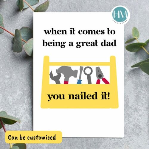 Father’s Day cards | novelty card for Dad | you nailed it funny Father’s Day card | funny cards for him | DIY Father’s Day card | funny dad - 1 card (£2.95) , 1219328663-0