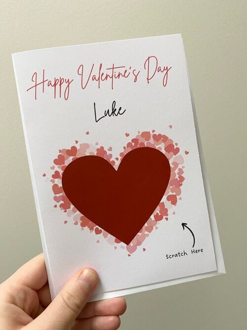 Valentines Day Scratch Card, Custom Valentines Scratch to Reveal Card, Personalised Valentines Scratch Off, Valentine’s Day Gift Card - 1 card (£3.25) Red , 953134836-0