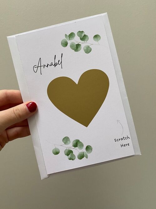Scratch to reveal Bridesmaid Card, wedding reveal scratch Card, wedding scratch Surprise Card Personalised Wedding announcement - 1 card (£3.25) Gold heart , 1135584488-1