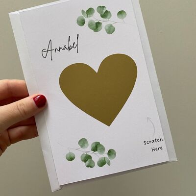 Scratch to reveal Bridesmaid Card, wedding reveal scratch Card, wedding scratch Surprise Card Personalised Wedding announcement - 3 cards (£8.00) Silver heart , 1135584488-16