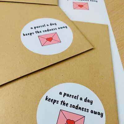 a parcel day keeps the sadness away | Personalised Thank you small business label | Business Branding Sticker | Custom Thank You Stickers | - 5 sheets (£12.50) , 953510847-19