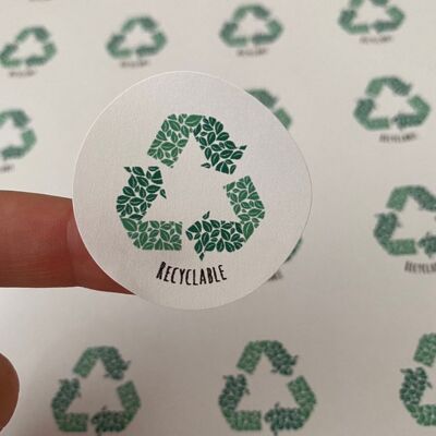 Ecologico | Adesivi riciclabili | Riduci il riutilizzo delle etichette di riciclaggio | Foglio di adesivi aziendali | Riciclami adesivi | Per favore riciclami adesivi - 1 foglio (£ 3,25) , 929605064-2