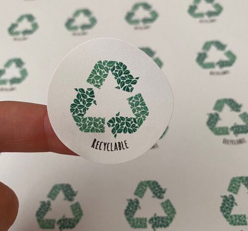 Eco friendly | Recyclable Stickers | Reduce Reuse Recycle Labels | Business Sticker Sheet | Recycle Me Stickers | Please Recycle Me Stickers - 6 sheets (£14.45) , 929605064-16