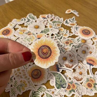 5pcs Yellow Sunflower Sticker Pack | Nature Print Stickers | Sunshine Labels | Laptop decals | Cute stickers | Bullet journal | Scrapbooking , 1133018402