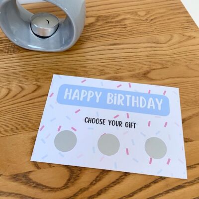 Surprise Birthday Reveal Card, Personalised Special Birthday Reveal Card, Birthday Scratch Card, custom personalised gift, happy birthday - 1 card (£3.25) Pink banner , 1167786518-0