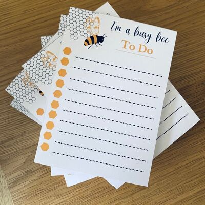 Bee | Eco-friendly A6 To Do List | Pad Weekly List | Organiser Desk Pad | Weekly Planner Pad | Stationery Gifts | 50 Page , 861369703