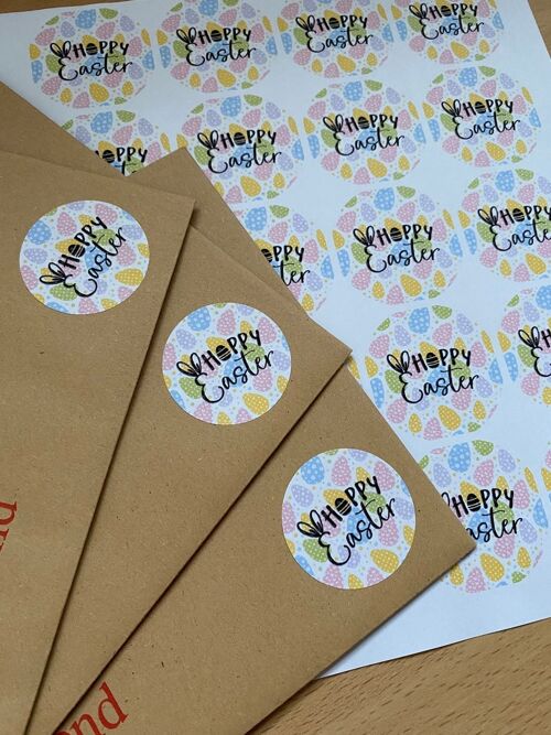Happy Easter Stickers | Easter Stickers | Chocolate Stickers | Easter Egg Gift | Labels | Small Business Sticker Sheet | Packaging | Tags - 2 sheets (£5.55) , 851370654-3