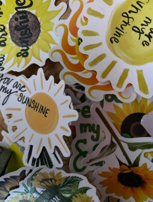 5pcs Sunflower Sticker Pack | Sunflower Print Stickers | You are my sunshine | Laptop decals | Cute stickers | Bullet journal | Scrapbooking , 948337752