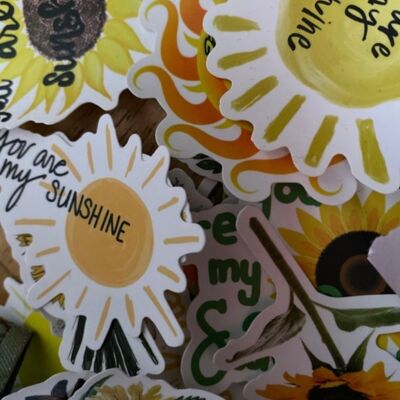 5pcs Sunflower Sticker Pack | Sunflower Print Stickers | You are my sunshine | Laptop decals | Cute stickers | Bullet journal | Scrapbooking , 948337752