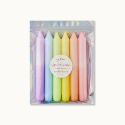 Juego de velas Dip Dye: Edición arcoíris