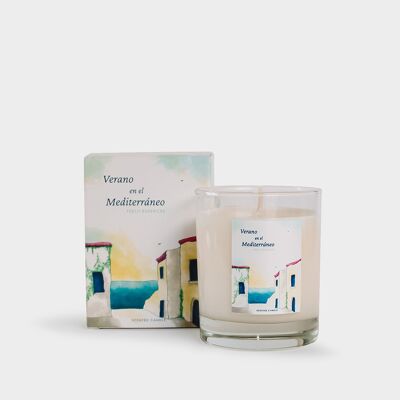 Soy scented candle. Summer in the Mediterranean. Fig and Lemon