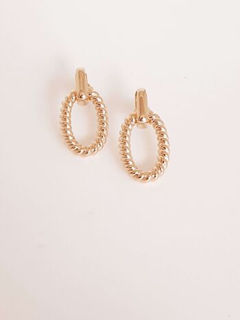 Boucles d'oreilles en plaqué or pendantes avec motif ovale tressé 4