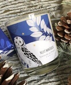 Candela illustrata profumata al fico gufo senza scatola