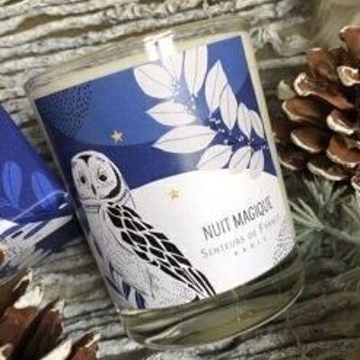 Illustrated owl fig scented candle without box