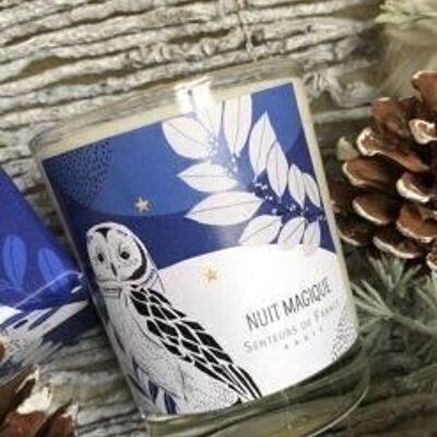 Illustrated owl fig scented candle without box
