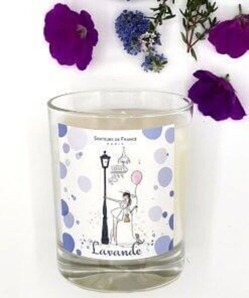 Bougie parfumée lavande, illustration Paris