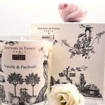Toiles de Jouy Vanilla-Patchouli scented candle with box