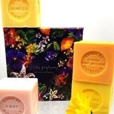 Floral box of lemon, jasmine, orange-grapefruit, rose soaps