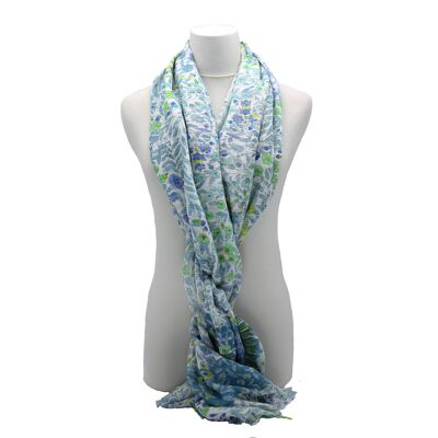 Pastoral turquoise blue cotton pareo stole, ideal for the beach, summer, sea, vacations