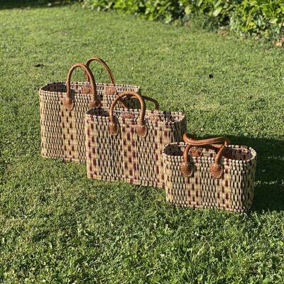 Set of 3 colored rush baskets