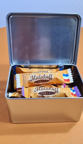 15 Mini Barres Chocolats Mélangés dans Boite Métal 112g. visuel MALAKOFF1855 4