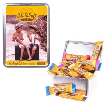 15 Mini Barres Chocolats Mélangés dans Boite Métal 112g. visuel MALAKOFF1855 5