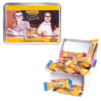 15 Mini Barres Chocolats Mélangés dans Boite Métal 112g. visuel MALAKOFF1855 6