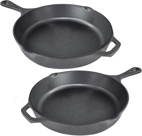 Airel Frying Pans Pack 2 | Cast Iron Frying Pans | Frying Pan for Cooking | Kitchen Cast Iron | Round Frying Pan 26 cm Diameter