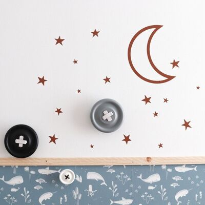 Adesivo murale luna aperta con stelle selvagge