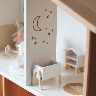 Stickers maison de poupée mini lune ouverte avec étoiles sauvages Noir