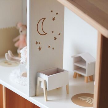 Stickers maison de poupée mini lune ouverte avec étoiles sauvages Mocca 1