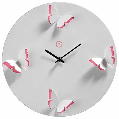 Sompex clocks venice geräuschlose wanduhr ø30cm weiss/pink