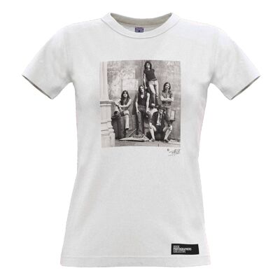 AC/DC (1) - Frauen-T-Shirt. Schwarzweiß. , Weiss