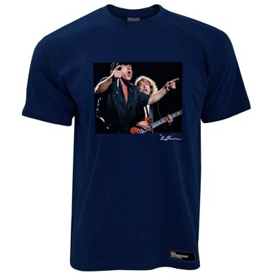 AC/DC en vivo - Camiseta para hombre Brian Johnson y Angus Young, azul marino