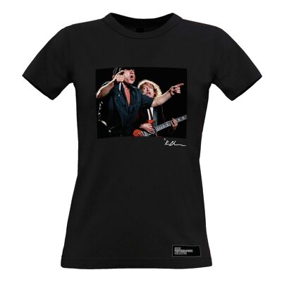AC/DC live - Camiseta para mujer Brian Johnson y Angus Young, negra