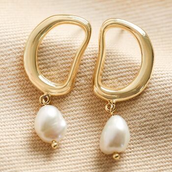 Boucles d'Oreilles Perles Cercle Organique en Or