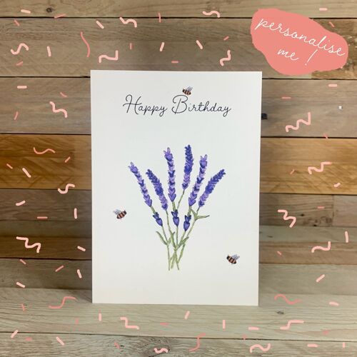 Lavender and Bees Birthday Card