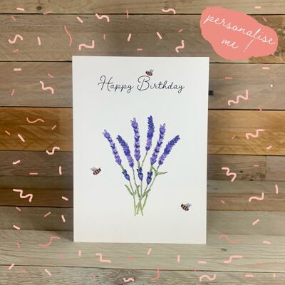 Lavendel und Bienen Geburtstagskarte