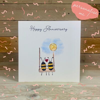 Moon And Back Bee's Anniversary Card