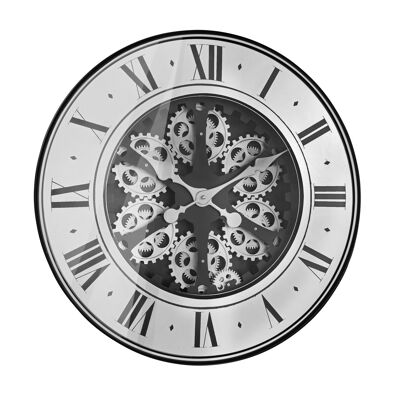 Sompex clocks aberdeen wanduhr bewegliche metall zahnräder ø59 silber