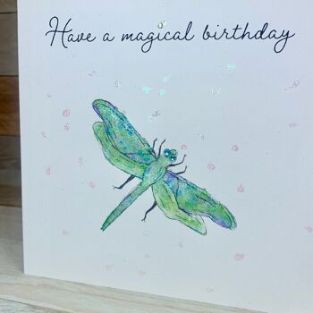 Carte d'anniversaire magique libellule 3