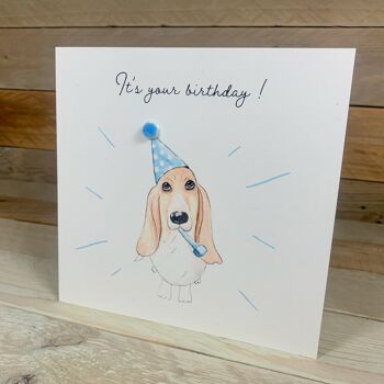 Carte d'anniversaire de partie de Basset Hound 2