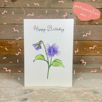 Carte d'anniversaire violette 2