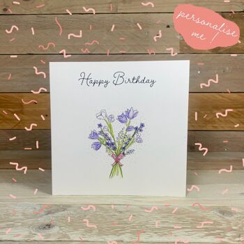 Carte d'anniversaire bouquet violet 1