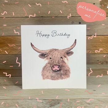 Carte d'anniversaire Hamish la vache Highland 2